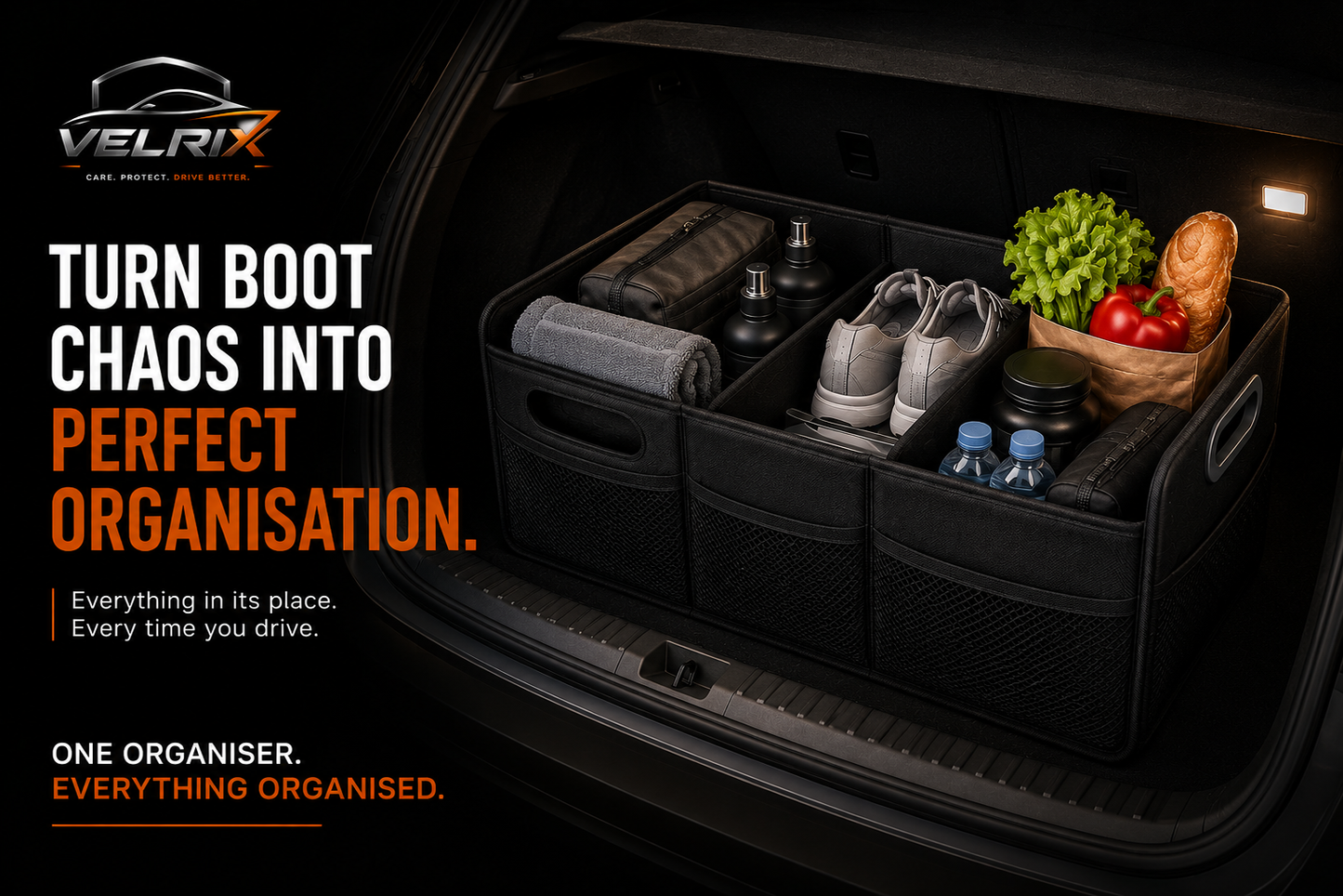 Velrix Car Boot Organiser | Foldable Storage Solution